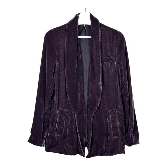 Free People Yesterday's Muse Velvet Blazer Aubergine - Picture 2 of 12